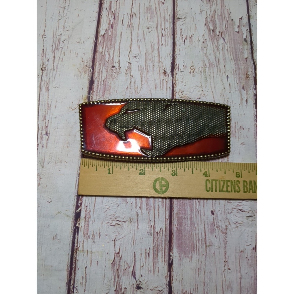 Vintage Enamel & Brass Cougar Belt Buckle - Picture 3 of 4